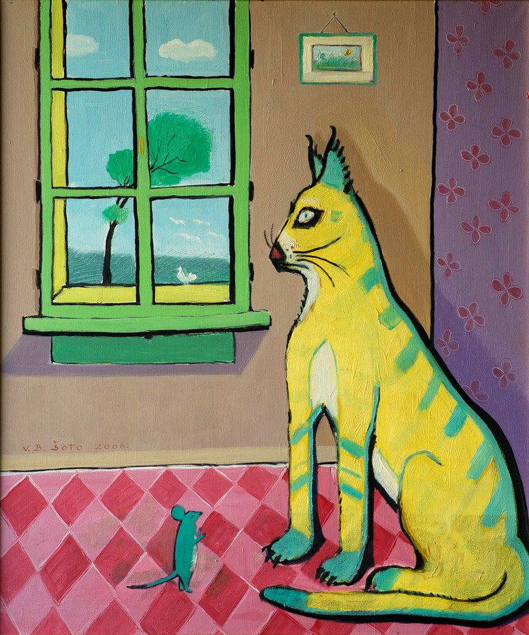 Cat and mouse - Oil on canvas