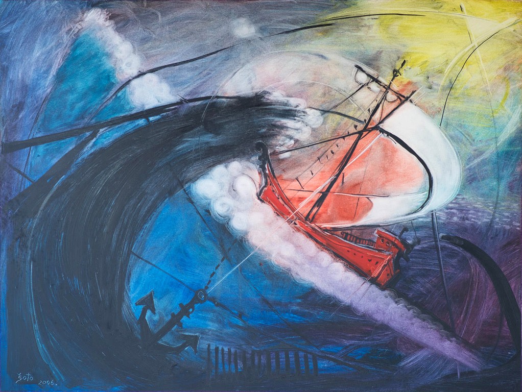 Caught in storm - Oil on hardboard