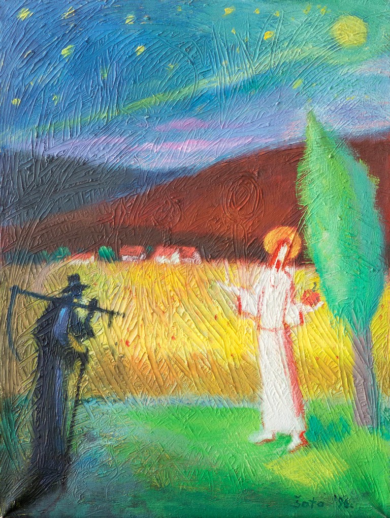 Christ and the reaper - Oil on canvas