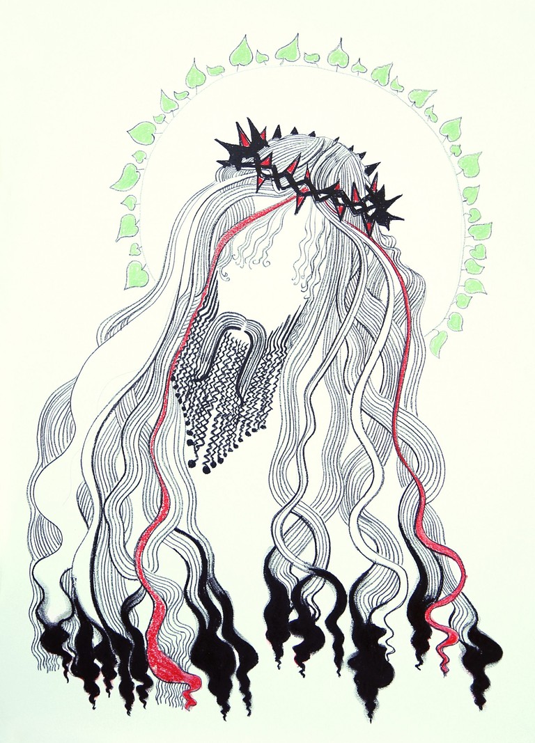 Crowned Jesus - Chalk, Pastel