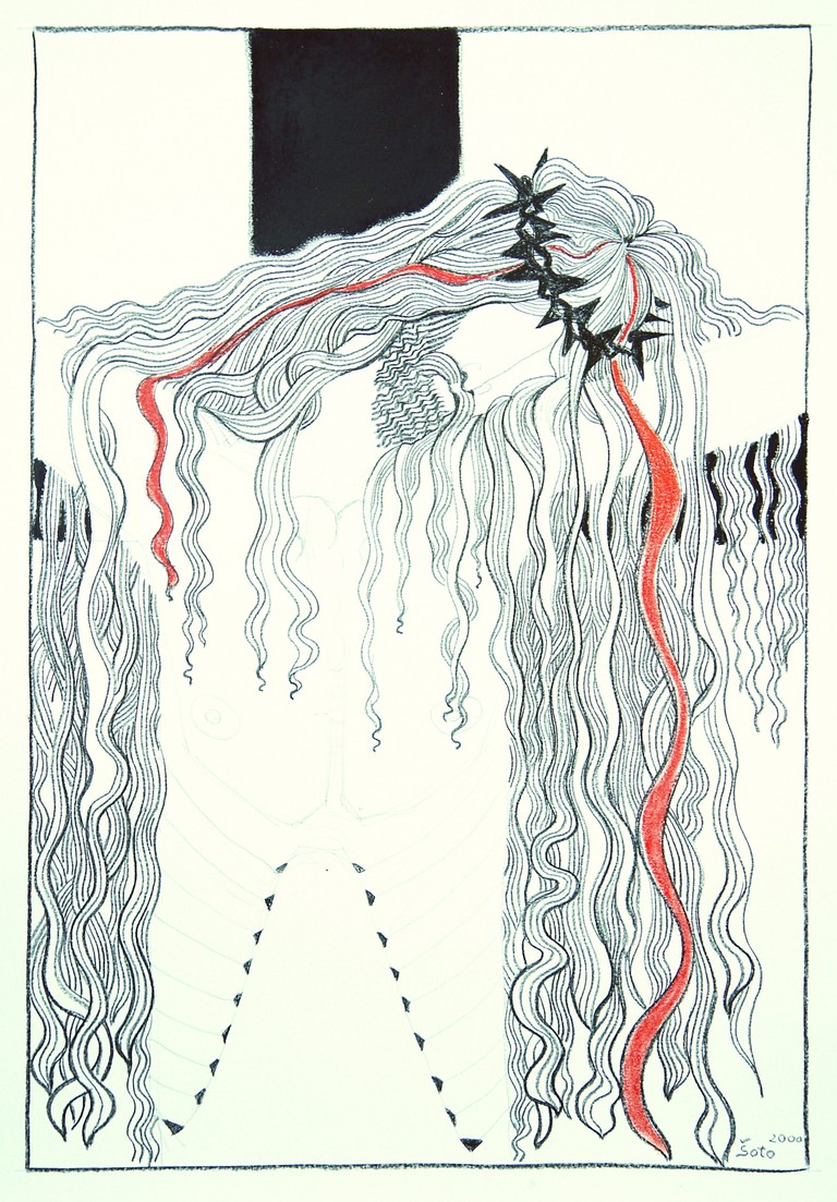 Crucified Jesus II - Chalk, Pastel