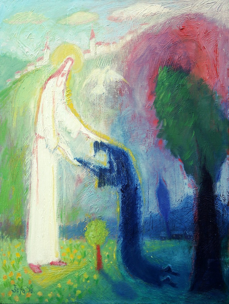 Jesus blesses - Oil on canvas