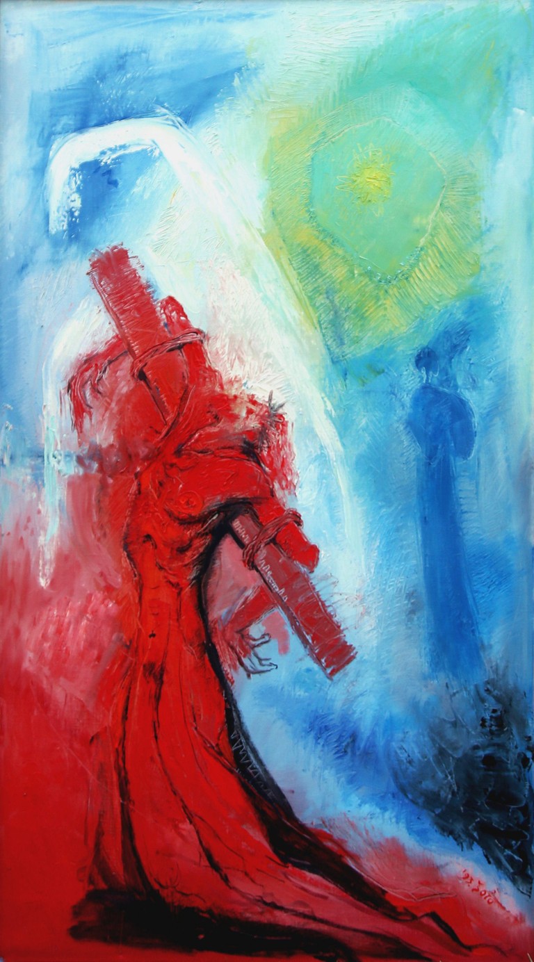 Jesus carries the cross - Oil on canvas