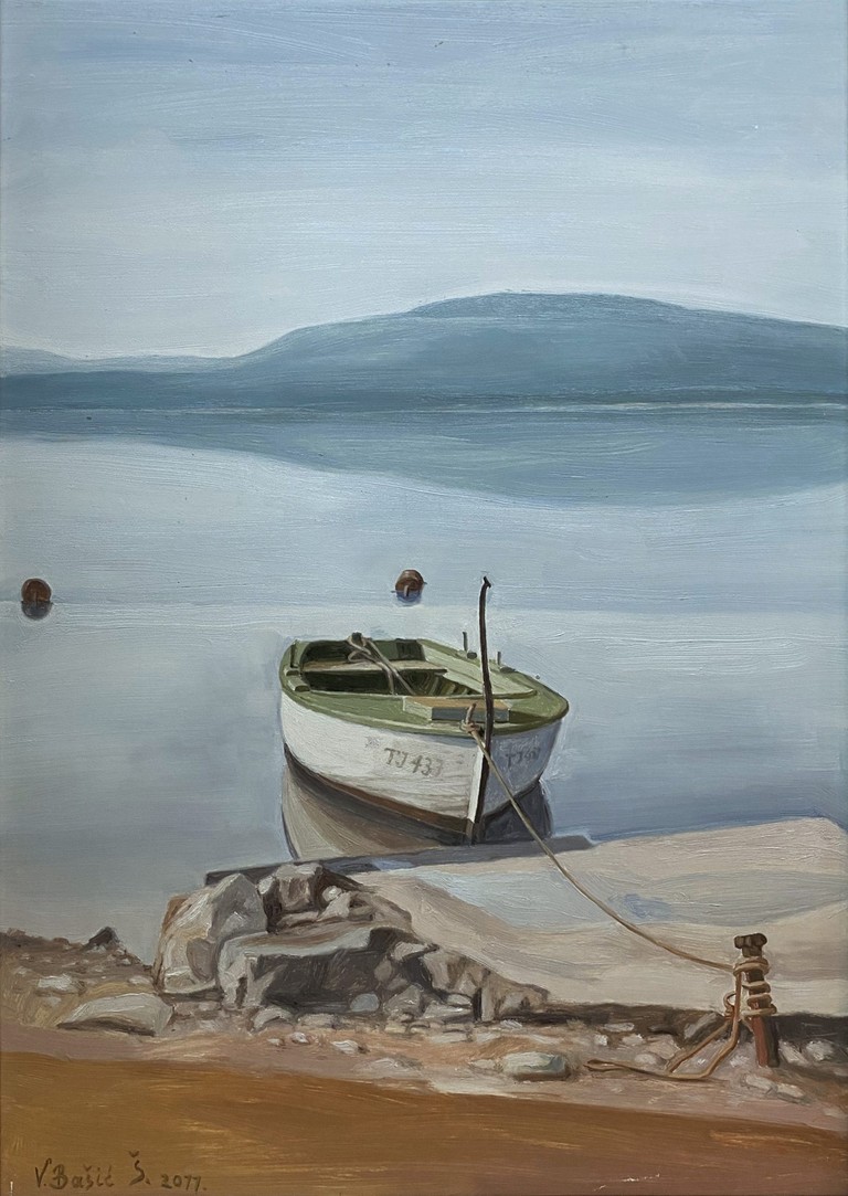 Moored Boat II – Pirovac - Oil on wood