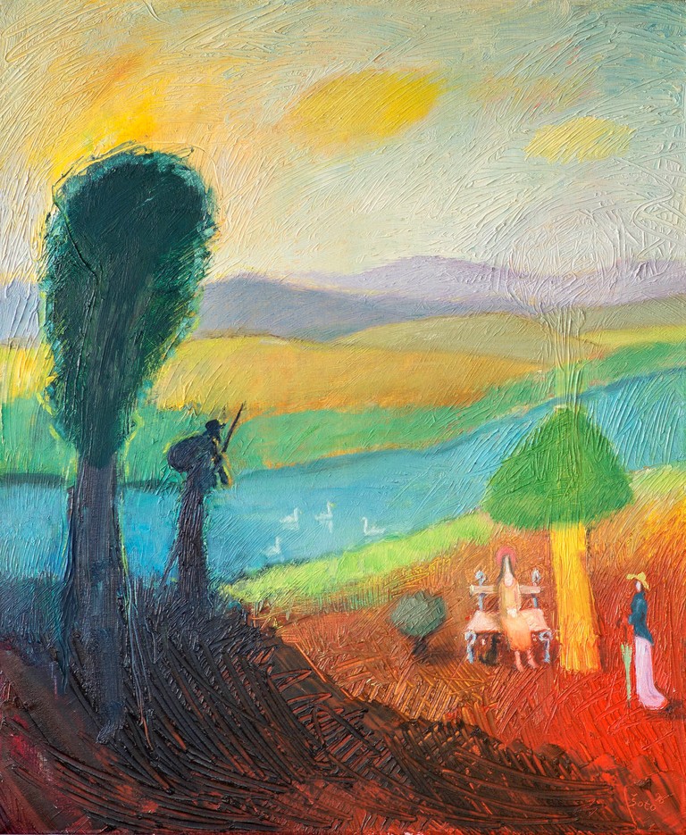 Rest by the River - Oil on canvas