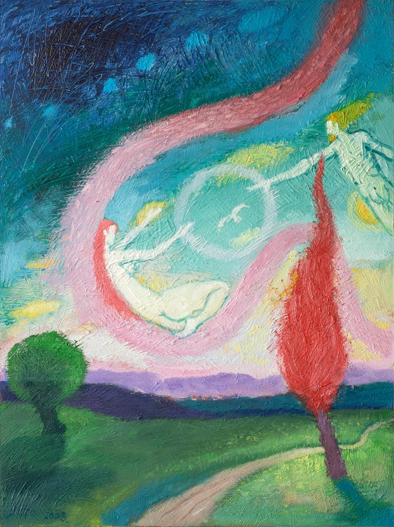 Spring game - Oil on wood