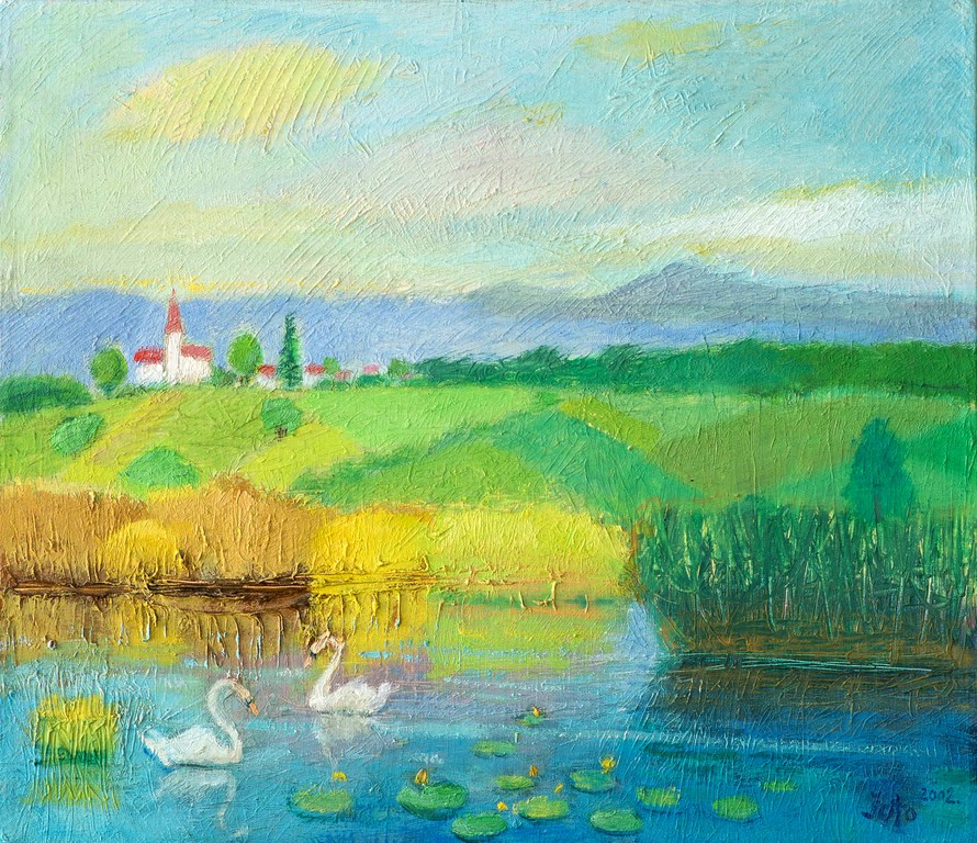 Swan lake - Oil on canvas