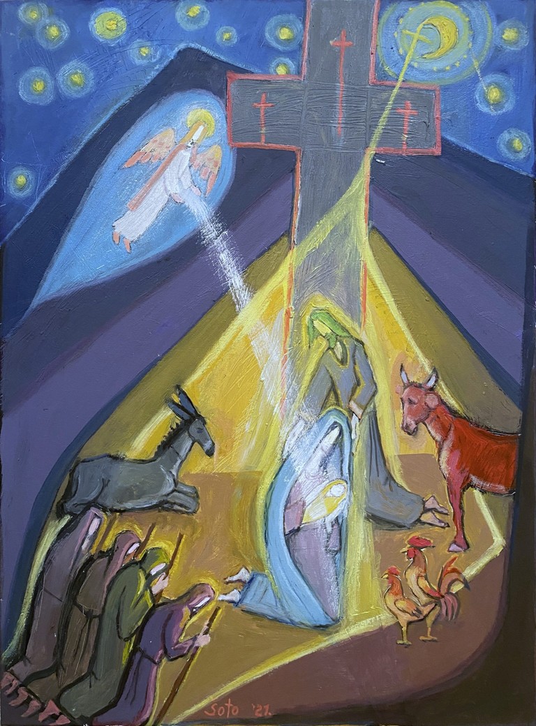The birth of the Savior - Oil on wood