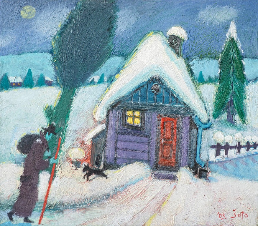 The house in the snow - Oil on canvas