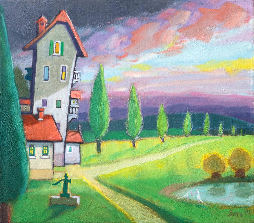 Village - Oil on canvas