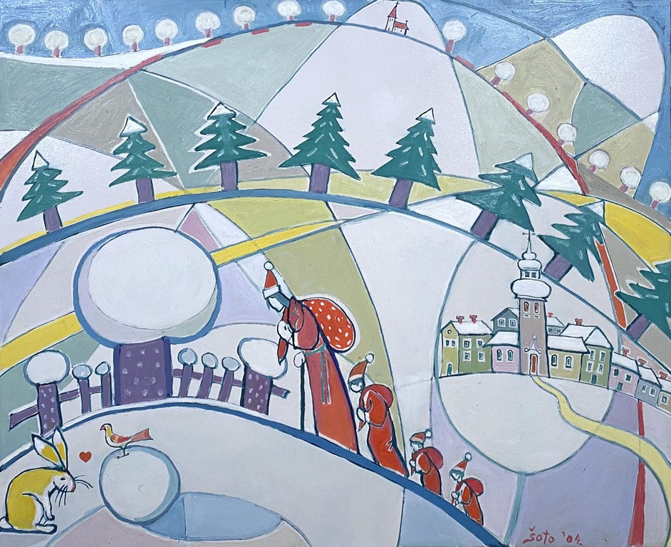 Winter idyll - Oil on hardboard