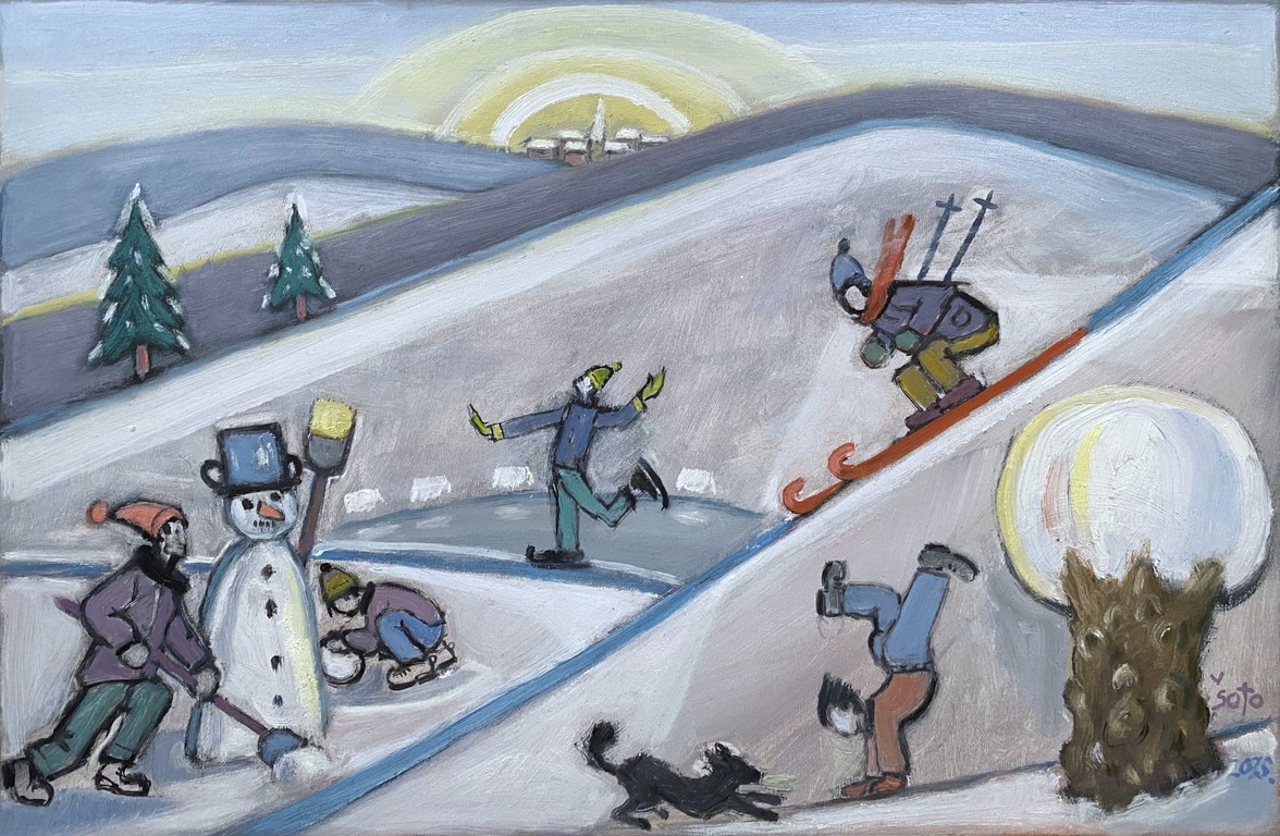 Winter joys - Oil on hardboard