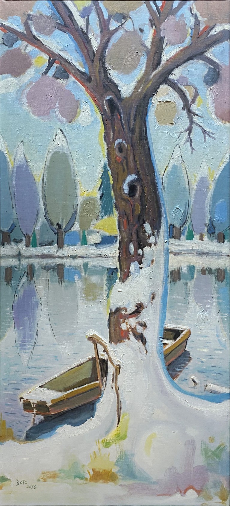 Winter on the river Mrežnica - Oil on canvas